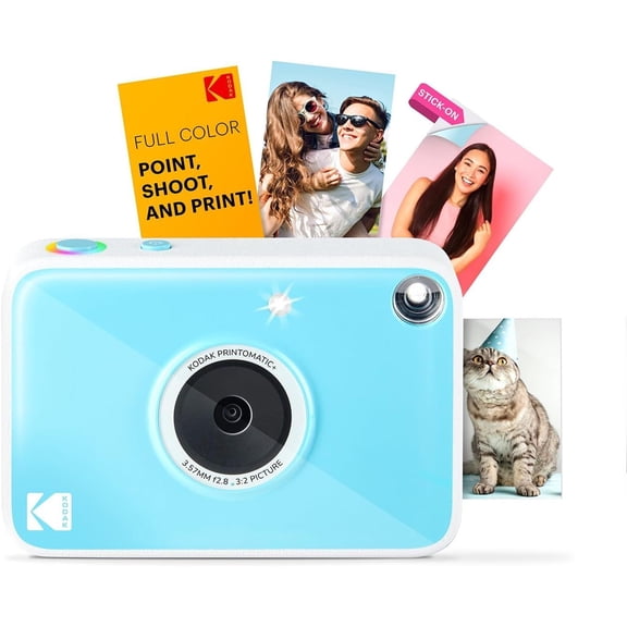 KODAK Printomatic+ Instant Print Camera (Blue) 10MP, RGB LED, Zink Photo Prints