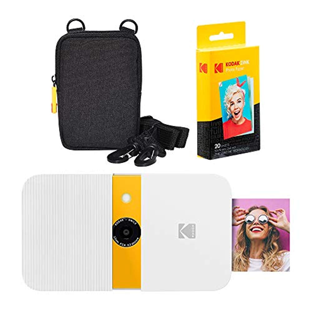 KODAK Smile Instant Print Digital Camera (White/Yellow) Soft Case Kit - image 1 of 8