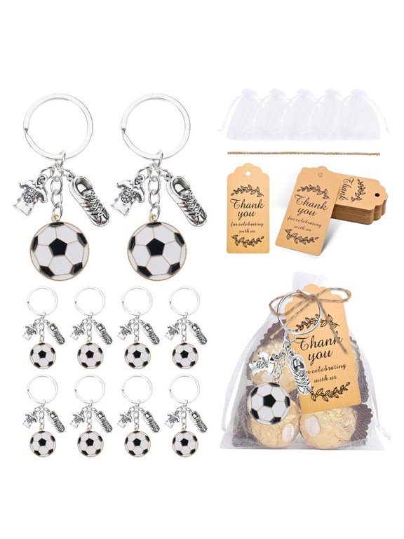 10 Pieces Soccer Enthusiast Pendant Keychains Team Support Motivational Pack of 10 Multipurpose Football Cloth Cleat Keyring Sports Fan Items