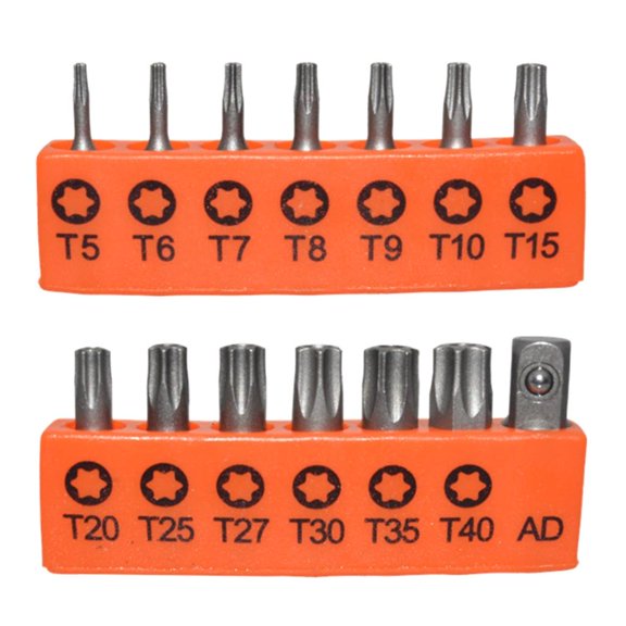 KODASW Hollow Bit Plum Blossom Bit Set T5-T40 Electric Screwdriver Bit 14Pcs Steel Bit