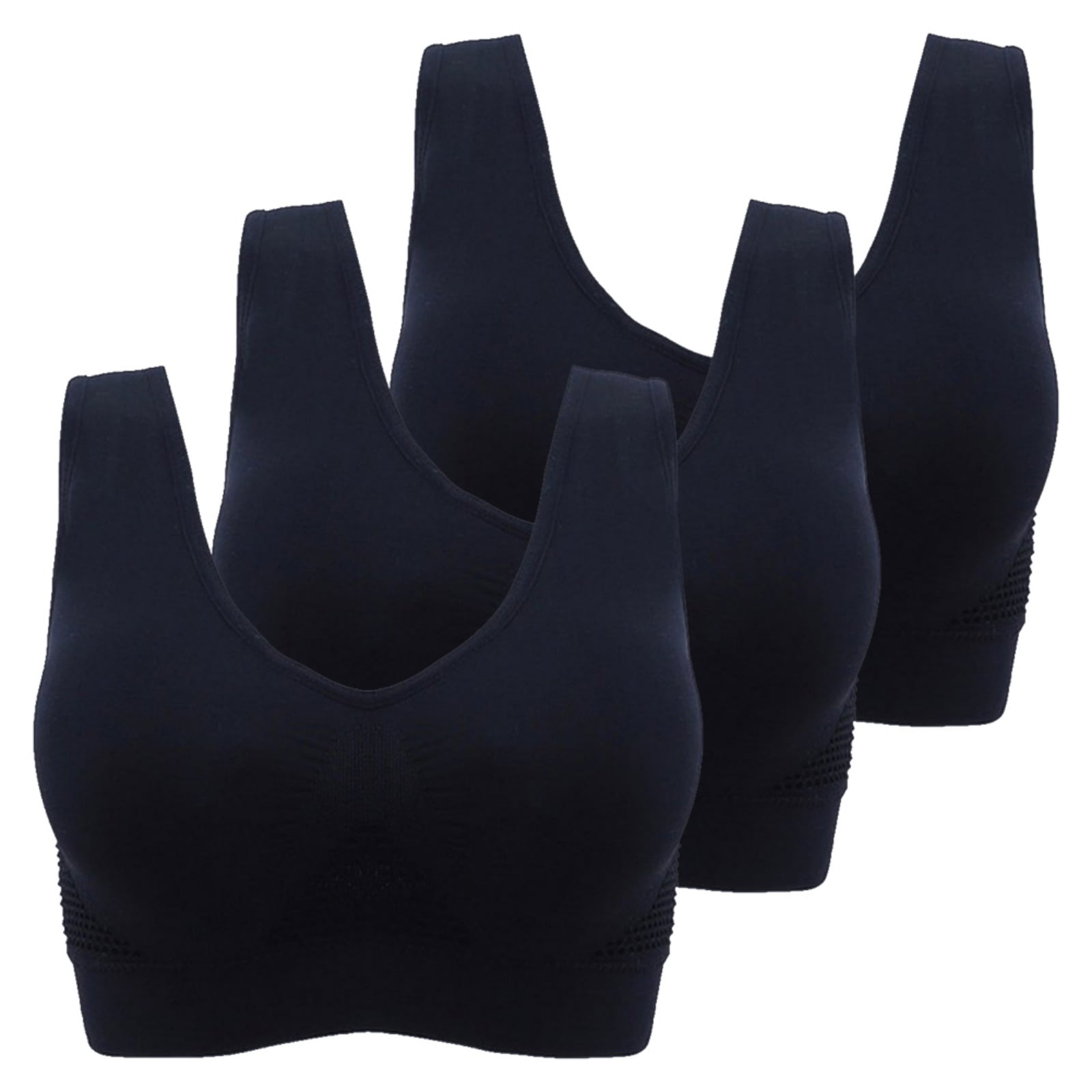 KOERIM 3 Pack Sports Bras for Women Wirefree Padded Workout Yoga Gym Fitness Bra Breathable with