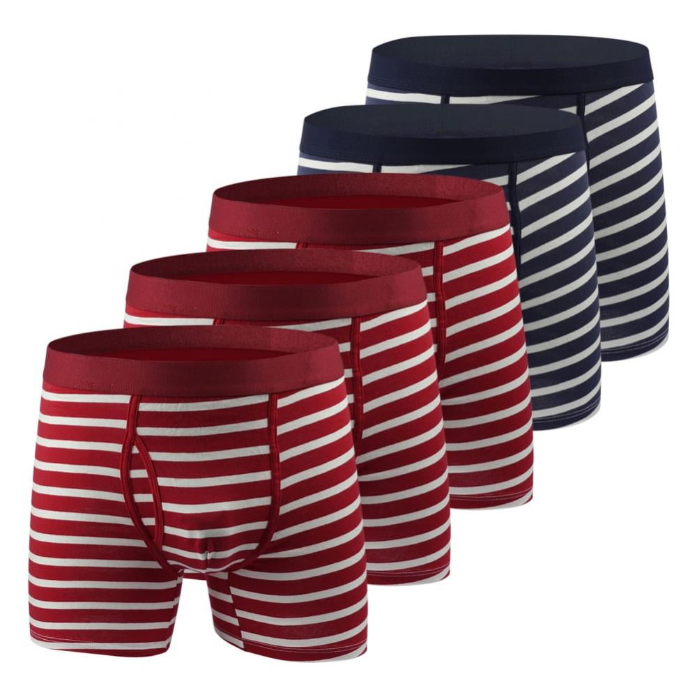 KOERIM Stripe Cotton Boxer Briefs Long Leg MoistureWicking,Anti