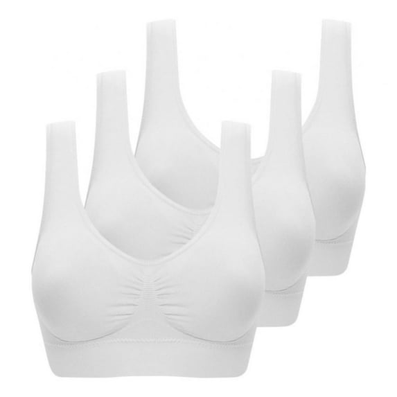 Women Pure Color Plus Size Sports Bra Full Bra Cup Tops,3Pack/S-6XL