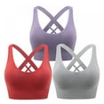 thumbnail image 1 of KOERIM Women,'s Cross Back Sport Bras Padded Strappy Criss Cross Cropped Bras for Yoga Workout Fitness Low Impact,3PACK, 1 of 8