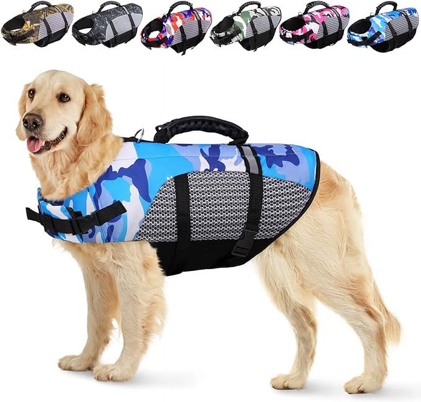 KOESON Dog Life Jacket, Camo Ripstop Dog Life Vest for Swimming