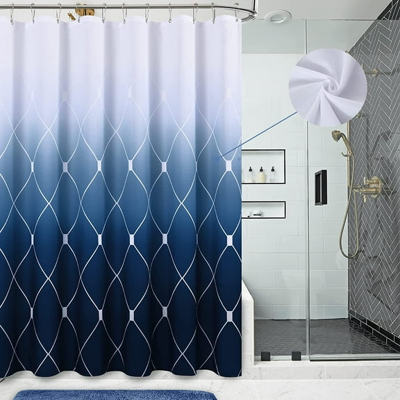 KOETAR Blue Ombre Polyester Shower Curtain, 72" x 72" Waterproof