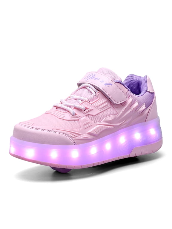 Child Teen Roller Skates Double Wheel Shoes Light Up LED shoe 1.5 size
