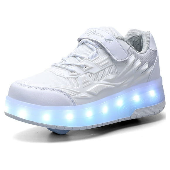 KOFUBOKE Child Teen Roller Skates Double Wheel Shoes Light Up LED shoe 1.5 size