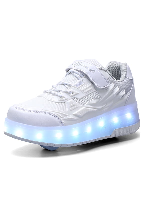 Child Teen Roller Skates Double Wheel Shoes Light Up LED shoe 1.5 size