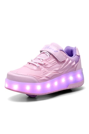 Child Teen Roller Skates Double Wheel Shoes Light Up LED shoe 3 size