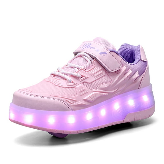 KOFUBOKE Child Teen Roller Skates Double Wheel Shoes Light Up LED shoe 6 size