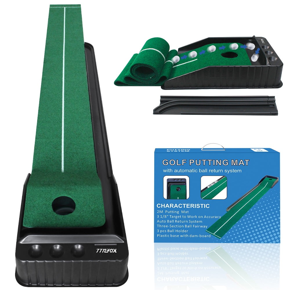KOFULL Putting Green 7Ft Golf Putting Mat with Automatic Ball Return Golf  Putting Training Aid Indoor/Outdoor 