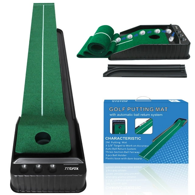 KOFULL 7Ft Golf Practice Putting Green Mat, Indoor/Outdoor, Portable