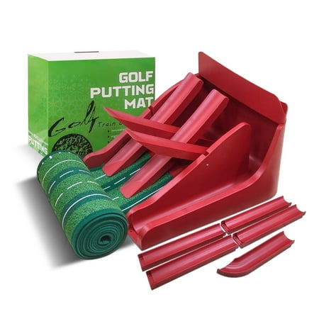 Golf Putting Mat - Putting Green Indoor with Ball Return & 4 Flip-Ramp - Indoor Outdoor Golf Practice Mat for Christmas, Game - Training Aid for Home, Office - Golfing Gift for Golfers Men
