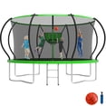 thumbnail image 1 of KOFUN 12FT Trampoline with Basketball Hoop, 1200LBS Heavy Duty Trampoline for Adults Capacity for 4-5 Kids, No Gap Design Backyard Trampoline with Enclosure Net, Ladder, A Ball, Green, 1 of 8
