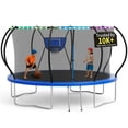 thumbnail image 1 of KOFUN 12FT Trampoline for Kids and Adults, Round Trampoline with Basketball Hoop and Ladder, Outdoor Backyard Trampoline with Enclosure Net, 1200LBS Capacity, Easy to Install, Blue, 1 of 8