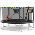 thumbnail image 1 of KOFUN Trampoline 16FT with Basketball Hoop for Kids and Adults, Capacity 1500LBS, Outdoor Backyard Trampoline with Enclosure Net, Ladder, Light, Black, 1 of 8