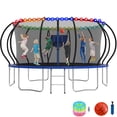 thumbnail image 1 of KOFUN 16FT Trampoline with Basketball Hoop & Light, 1500LBS Heavy Duty Trampoline for Adults Capacity for 7-10 Kids, No Gap Design Backyard Trampoline with Enclosure Net, Ladder, A Ball, Blue, 1 of 9