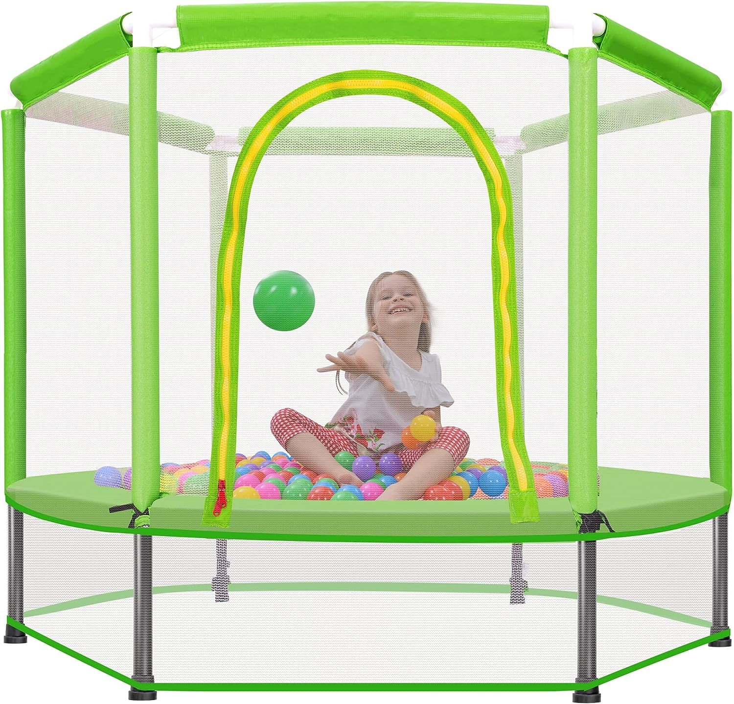 en sælger Angreb kranium KOFUN 55" Mini Trampoline for Kids, 4.5FT Indoor Outdoor Toddler Trampoline  with Safety Enclosure Net and Pit Balls, Baby Small Trampoline Birthday  Gifts for Boy and Girls Age 3 Months and up,