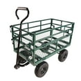 thumbnail image 1 of KOFUN 600 Lbs Heavy Duty Steel Garden Cart, Outdoor Metal Yard Utility Wagon Carts with 10" Tires and Mesh Removable Sides (Convert to Flatbed) and 180°Rotating Handle, Green, 1 of 8