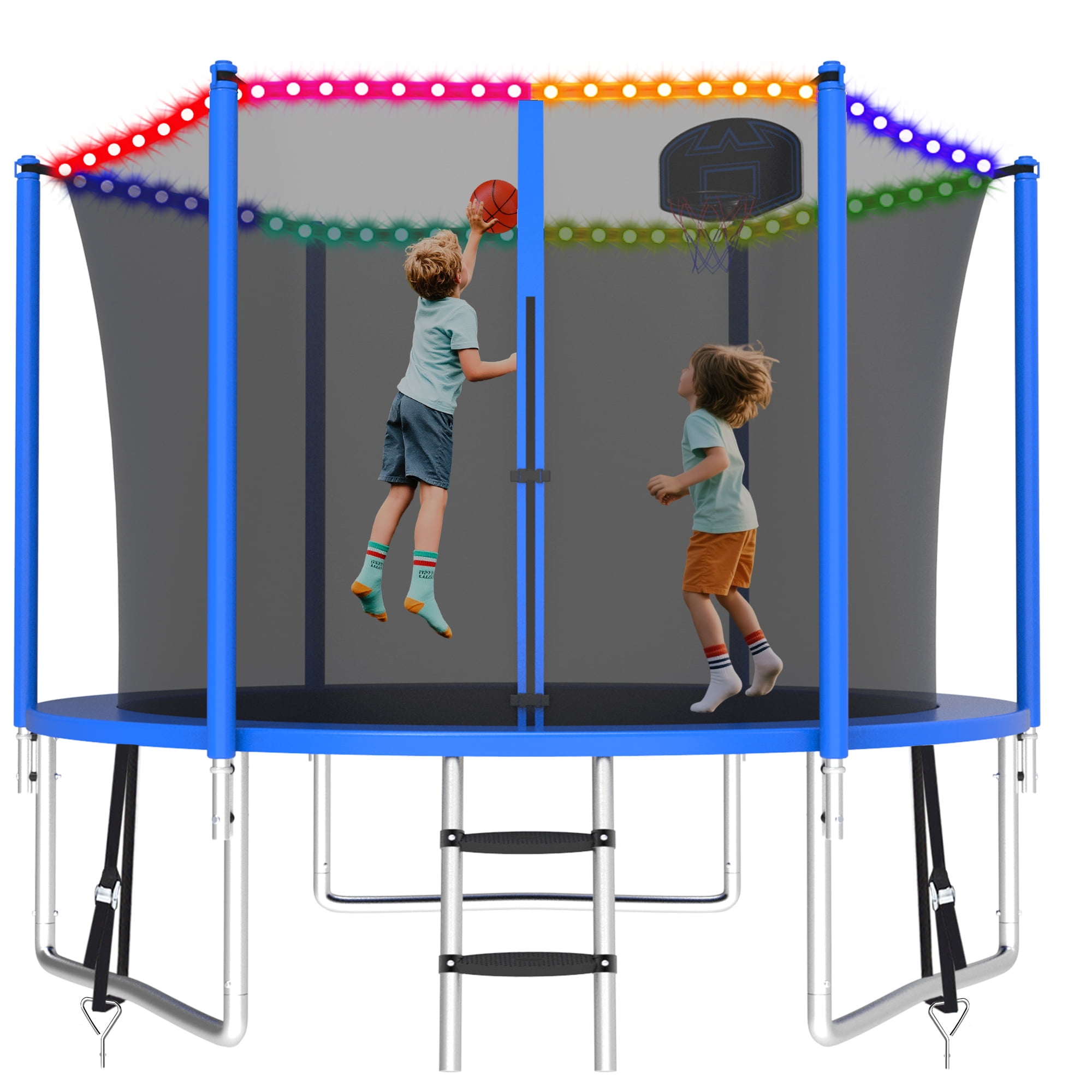 KOFUN 800LBS 8FT Trampoline with Light, Heavy Duty Trampoline for Kids ...