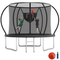thumbnail image 1 of KOFUN 8FT Trampoline with Basketball Hoop & Light, 800LBS Heavy Duty Trampoline for Adults Capacity for 1-2 Kids, No Gap Design Backyard Trampoline with Enclosure Net, Ladder, A Ball, Black, 1 of 8