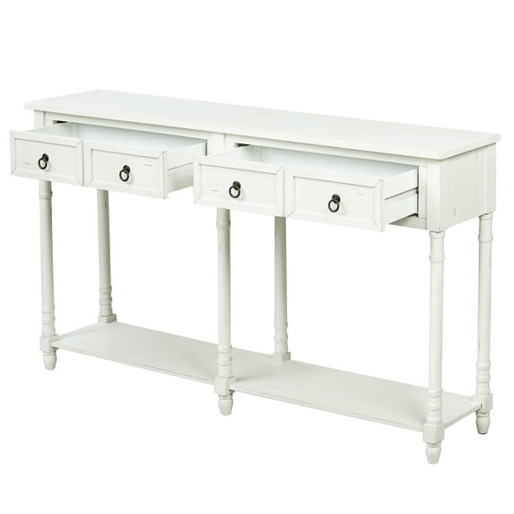 KOFUN Buffet Sideboard, Solid Wood Console Table with 2 Spacious Drawers, Bottom Shelf, Sideboard Cabinet Console Table with Storage, Entryway Table for Living Room