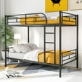 thumbnail image 1 of KOFUN Bunk Bed Twin over Twin Size with Ladder and Full-Length Guardrail, Able to Split, Metal Bunk Bed, Storage Space, No Box Spring Needed, Noise Free, Black, 1 of 8
