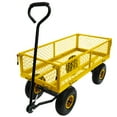 thumbnail image 1 of KOFUN Wagon Cart, Lawn & Garden Utility Cart, Beach Wagon, Metal Steel Mesh Heavy Duty Garden Cart with Removable Sides for Outdoor Lawn Landscape, Weight Capacity 400 lbs, Yellow, 1 of 8