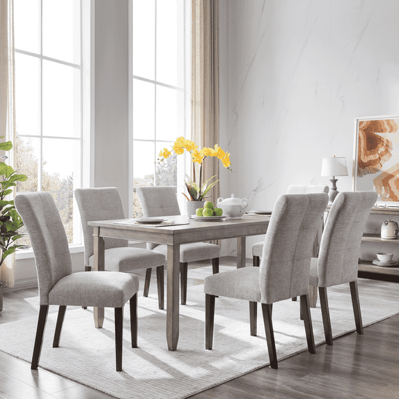 KOFUN Modern Farmhouse Dining Table, Wooden Kitchen Table Rectangular for Home, Dining Room, Dinette, Breakfast Nook, Antique Gray