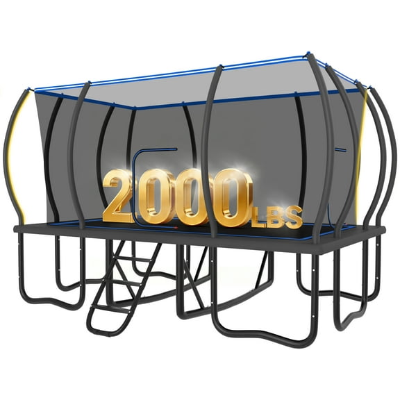 KOFUN Rectangle Trampoline, 10X17FT Rectangle Trampoline with Enclosure Net, 2000LBS Heavy Duty Rectangular Trampolines for Adults Kids, Outdoor Rectangle Trampoline, Backyard Tumbling Gymnastics