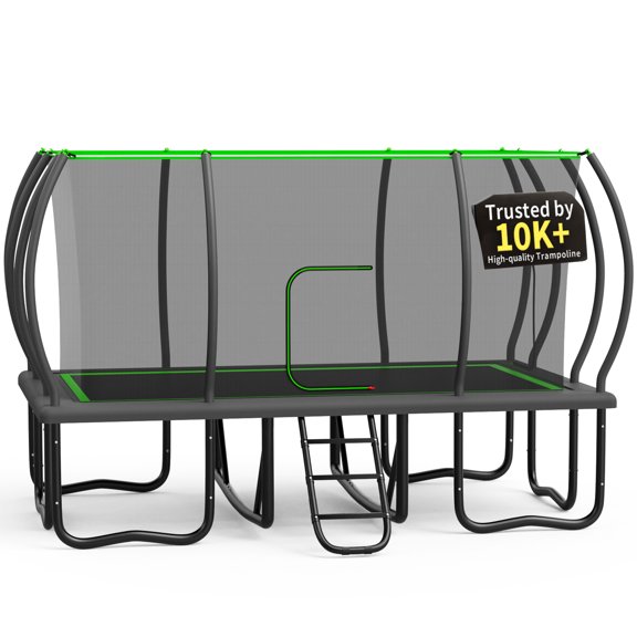 KOFUN Rectangle Trampoline, 10X17FT Rectangle Trampoline with Enclosure Net, 2000LBS Heavy Duty Rectangular Trampolines for Adults Kids, Outdoor Rectangle Trampoline, Backyard Tumbling Gymnastics