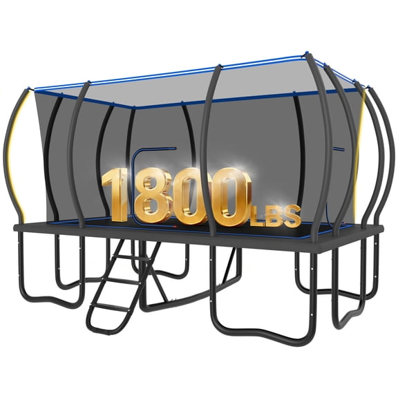 KOFUN Rectangle Trampoline, 9X15FT Rectangle Trampoline with Enclosure Net, 1800LBS Heavy Duty Rectangular Trampolines for Adults Kids, Outdoor Rectangle Trampoline, Backyard Tumbling Gymnastics