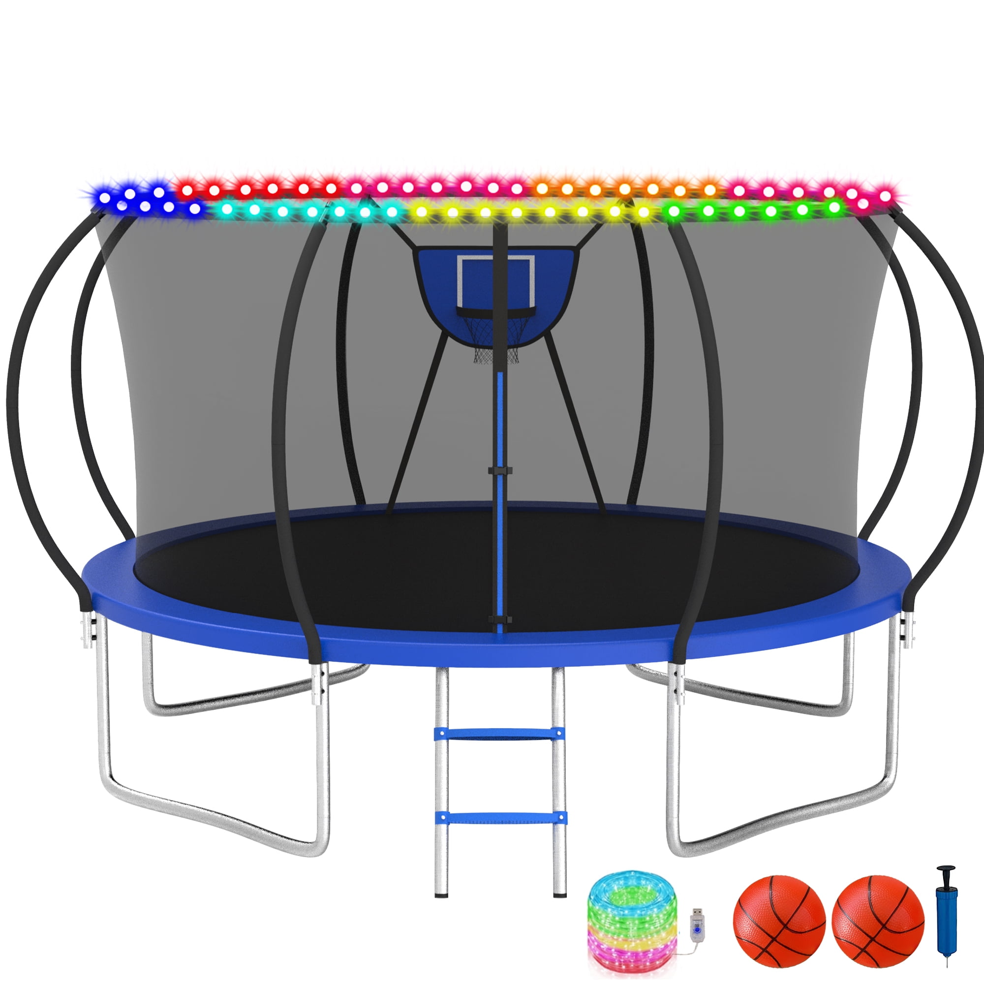 KOFUN Trampoline, 12FT 14FT Trampoline with Basketball Hoop & 2 Balls