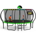 thumbnail image 1 of KOFUN Trampoline, 15FT Trampoline for Kids and Adult, Trampoline with Safety Enclosure Net, Light, Ladder, Basketball Hoop, Outdoor Trampoline, 1500LBS Weight Capacity, No Gap Design, 1 of 7