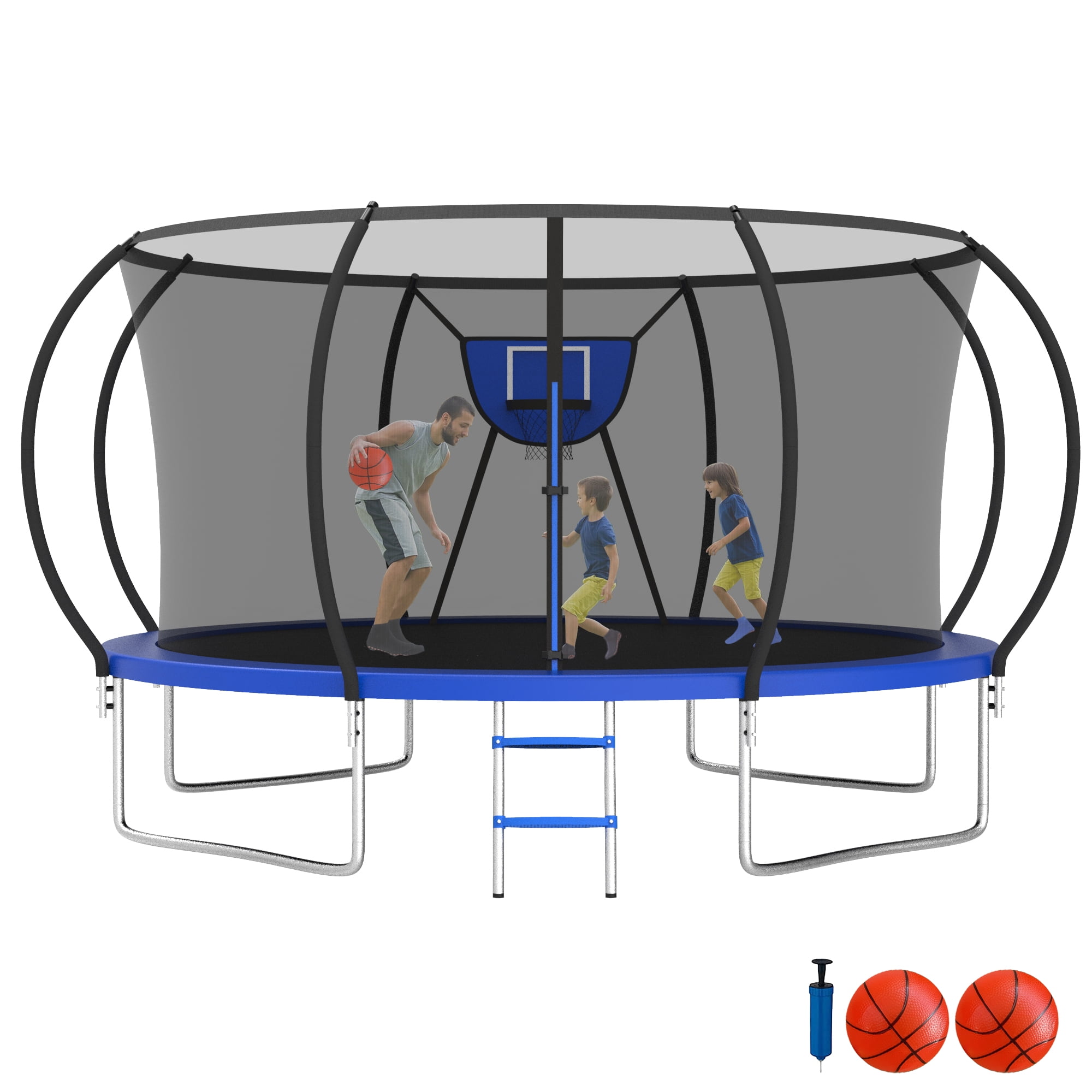KOFUN Trampoline with Adjustable Basketball Hoop & Light, 1500lbs 10FT