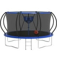 thumbnail image 1 of KOFUN Trampoline with Basketball Hoop, 12FT Trampoline for Adults and Kids, No Gap Design Backyard Trampoline with Enclosure Net, Ladder, A Ball, Blue, 1 of 9