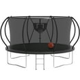 thumbnail image 1 of KOFUN Trampoline with Basketball Hoop, 12FT Trampoline for Adults and Kids, No Gap Design Backyard Trampoline with Enclosure Net, Ladder, A Ball, Black, 1 of 9