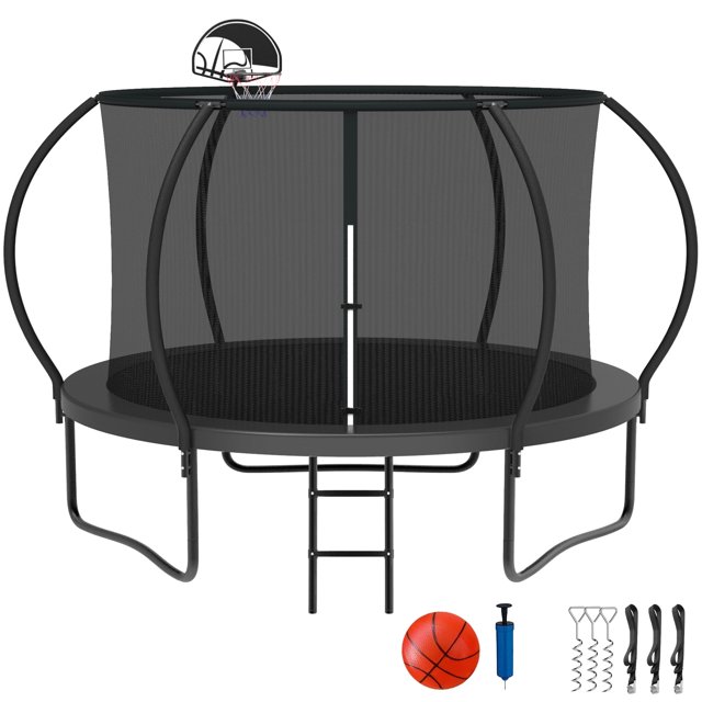 KOFUN Trampoline with Basketball Hoop, 8FT 10FT 12FT 14FT 15FT 16FT