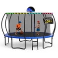 thumbnail image 1 of KOFUN Trampoline, 14FT Trampoline for Kids and Adult, Trampoline with Safety Enclosure Net, Light, Ladder, Basketball Hoop, Outdoor Trampoline, 1400LBS Weight Capacity, No Gap Design, 1 of 8