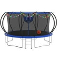 thumbnail image 1 of KOFUN Trampoline with Basketball Hoop & Light, 14FT Trampoline for Adults and Kids, No Gap Design Backyard Trampoline with Enclosure Net, Ladder, A Ball, Blue, 1 of 9
