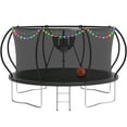 thumbnail image 1 of KOFUN Trampoline with Basketball Hoop & Light, 12FT Trampoline for Adults and Kids, No Gap Design Backyard Trampoline with Enclosure Net, Ladder, A Ball, Black, 1 of 9