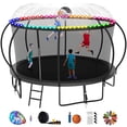thumbnail image 1 of KOFUN Trampoline for Kids and Adults, 1000LBS 12FT Trampoline with Safety Net, Basketball Hoop, 4 Wind Stakes, Light, Sprinkler, 8 Socks - Recreational Trampoline for Backyard, 1 of 7