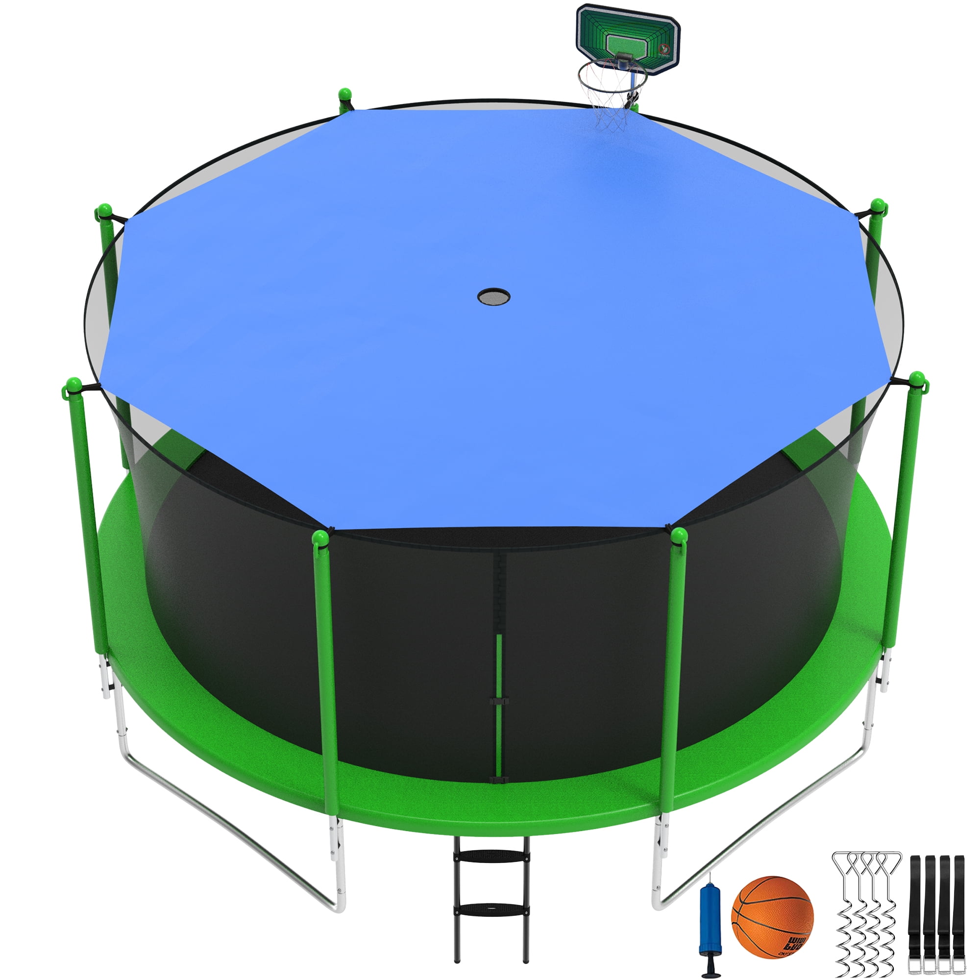 KOFUN Trampoline with Top Shade Cover, 12FT 14FT 16FT Trampoline for Kids and Adults, Backyard