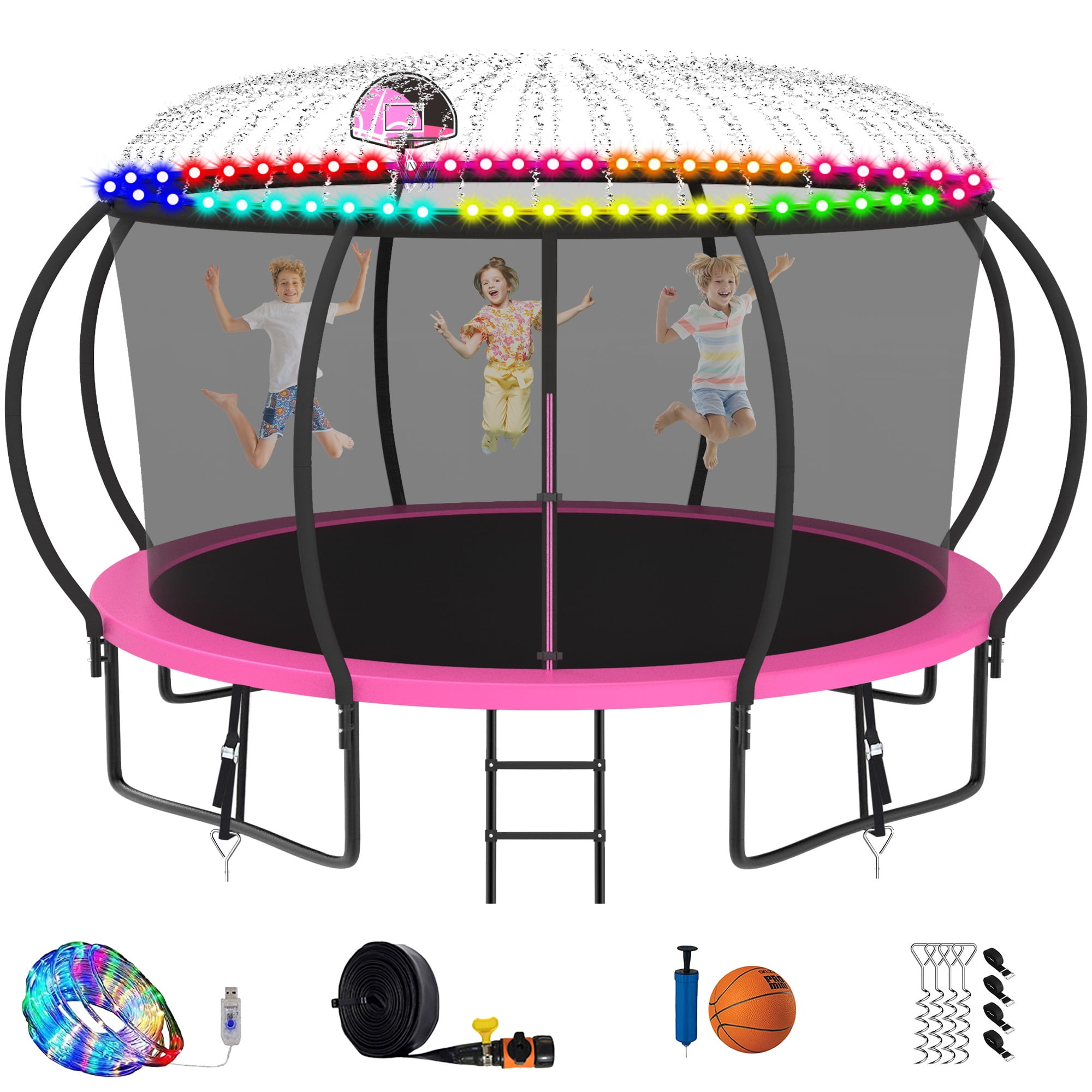 KOFUN Trampolines, 12FT 14FT 15FT 16FT Trampoline with Light Sprinkler