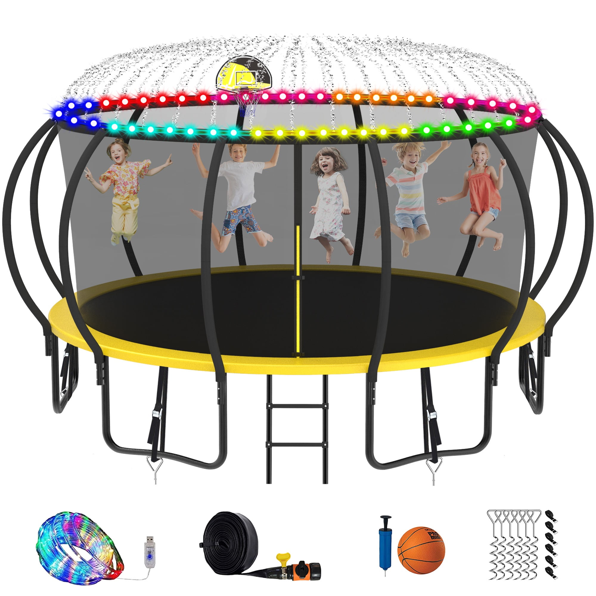KOFUN Trampolines, 12FT 14FT 15FT 16FT Trampoline with Light Sprinkler