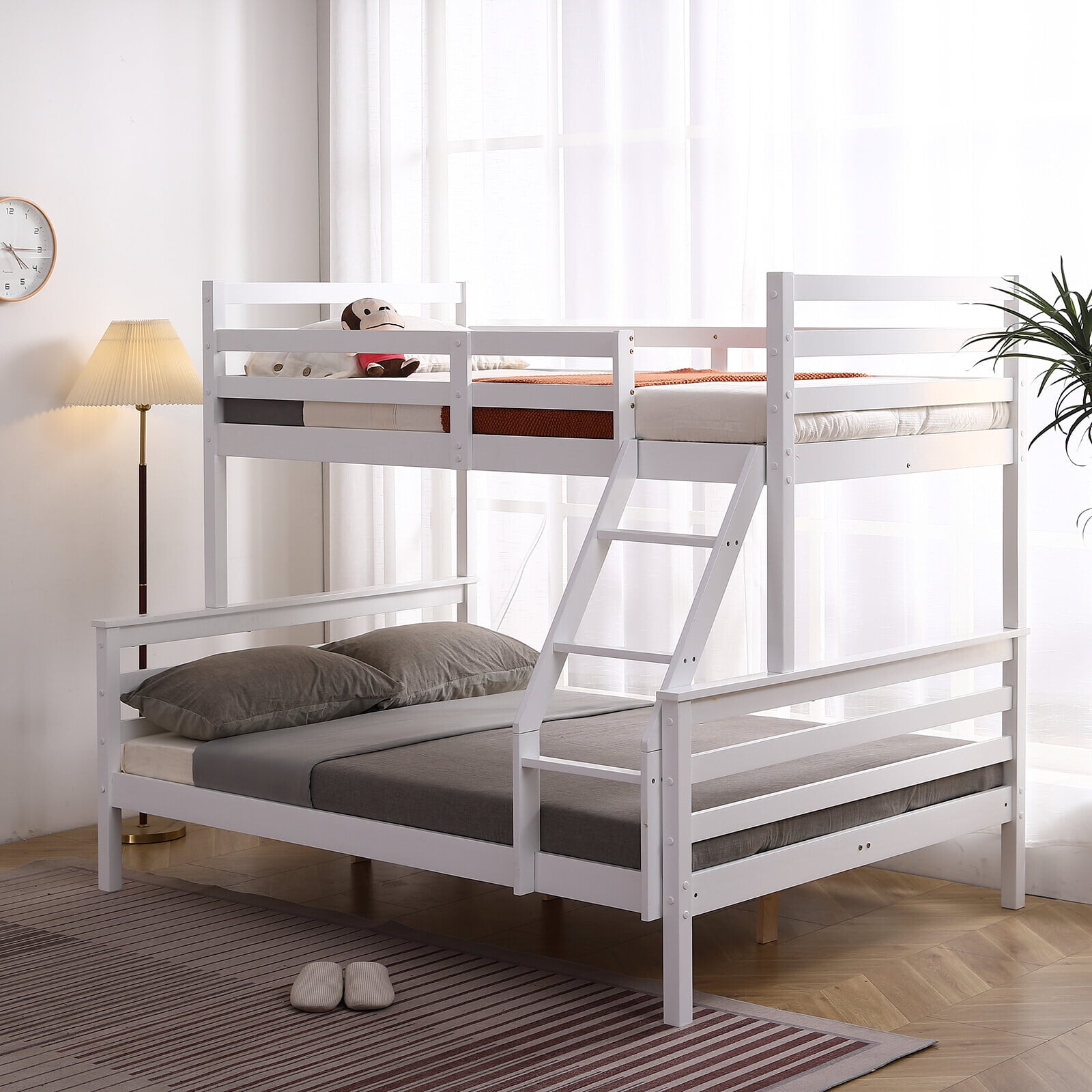 KOFUN Twin over Full Bunk Bed, Solid Wood Bunk Beds, Bunk Bed Twin over