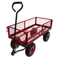 thumbnail image 1 of KOFUN Wagon Cart, Lawn & Garden Utility Cart, Beach Wagon, Metal Steel Mesh Heavy Duty Garden Cart with Removable Sides for Outdoor Lawn Landscape, Weight Capacity 400 lbs, Red, 1 of 8