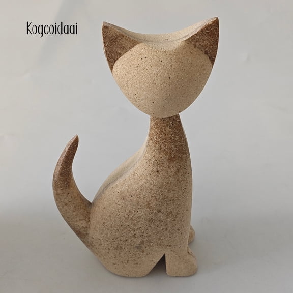 KOGCOIDAAI Work of art of cork Handmade Cork Cat Sculpture, Minimalist Home Accent for Shelf, Desk & Office