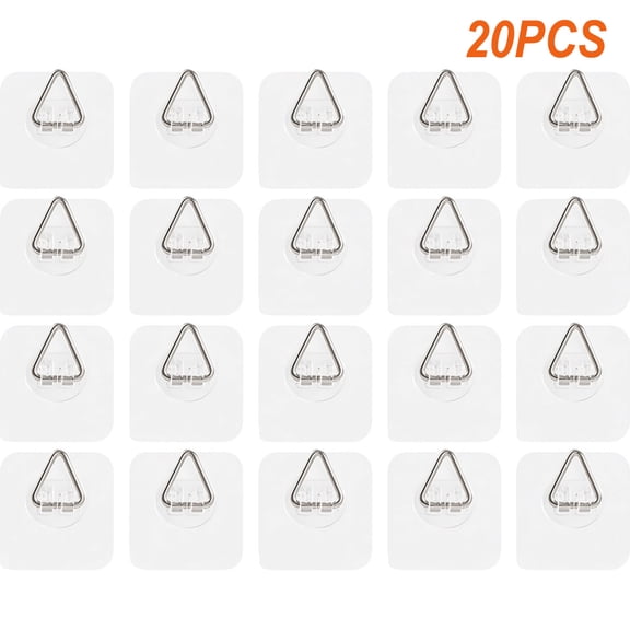 KOGITI 20 Pack Invisible Adhesive Plate Hangers, 2.3 Inch Clear Wall Hooks for Decorative Plates, Pictures & Artwork, No-Drill Damage-Free Hanging